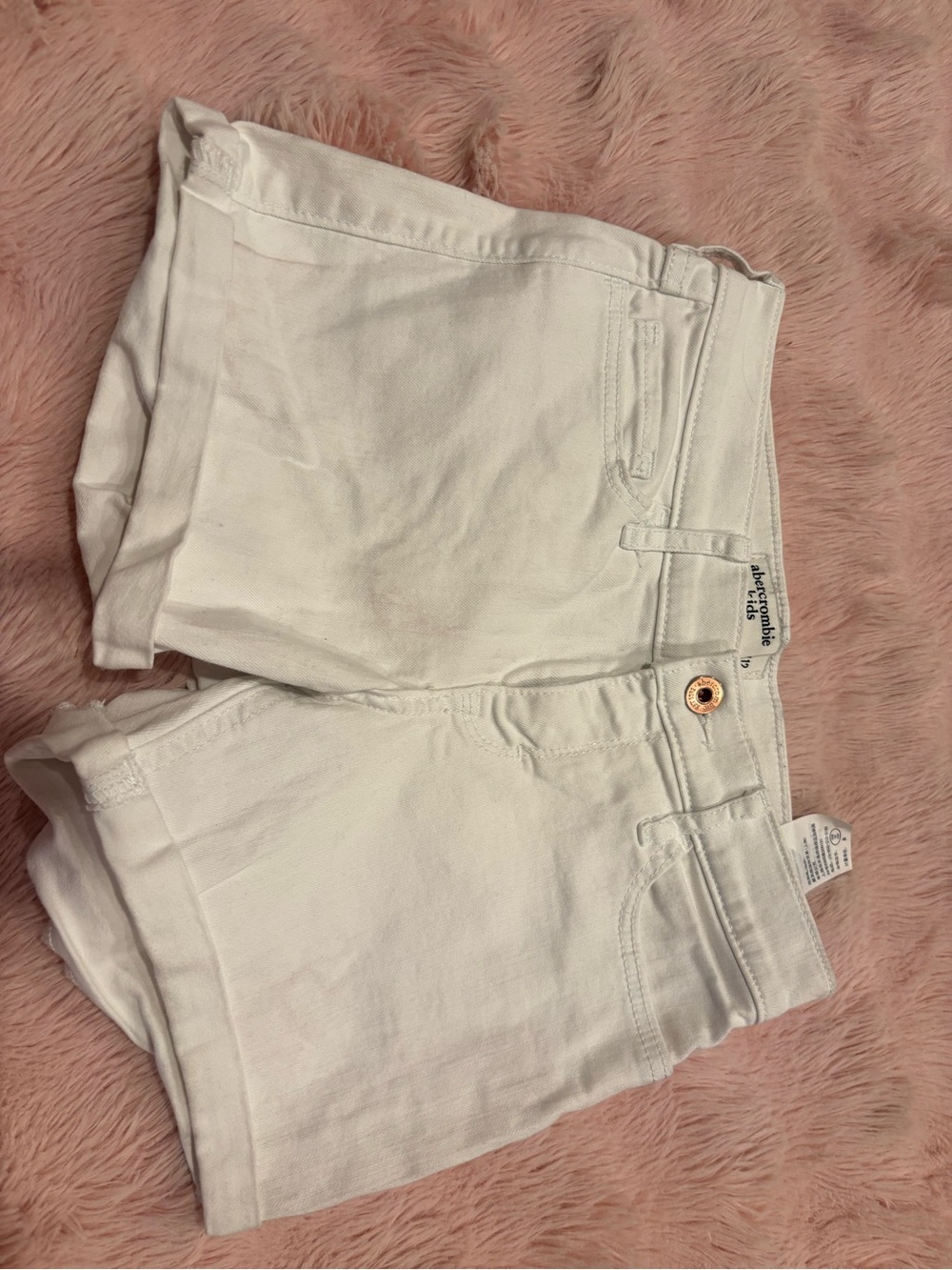 Abercrombie & Fitch White Denim Roll-Hem Jean Shorts